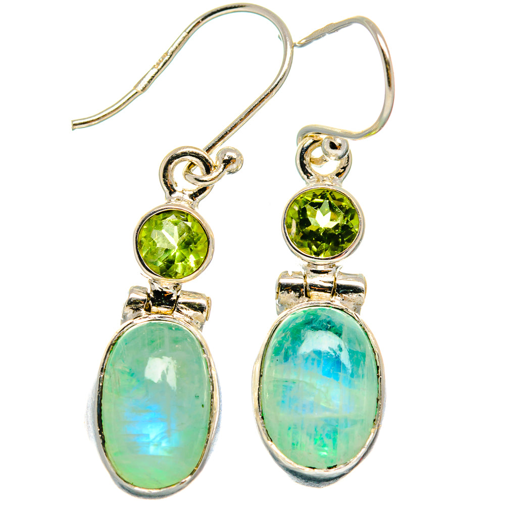 Green Moonstone Earrings handcrafted by Ana Silver Co - EARR424825 - Photo 2