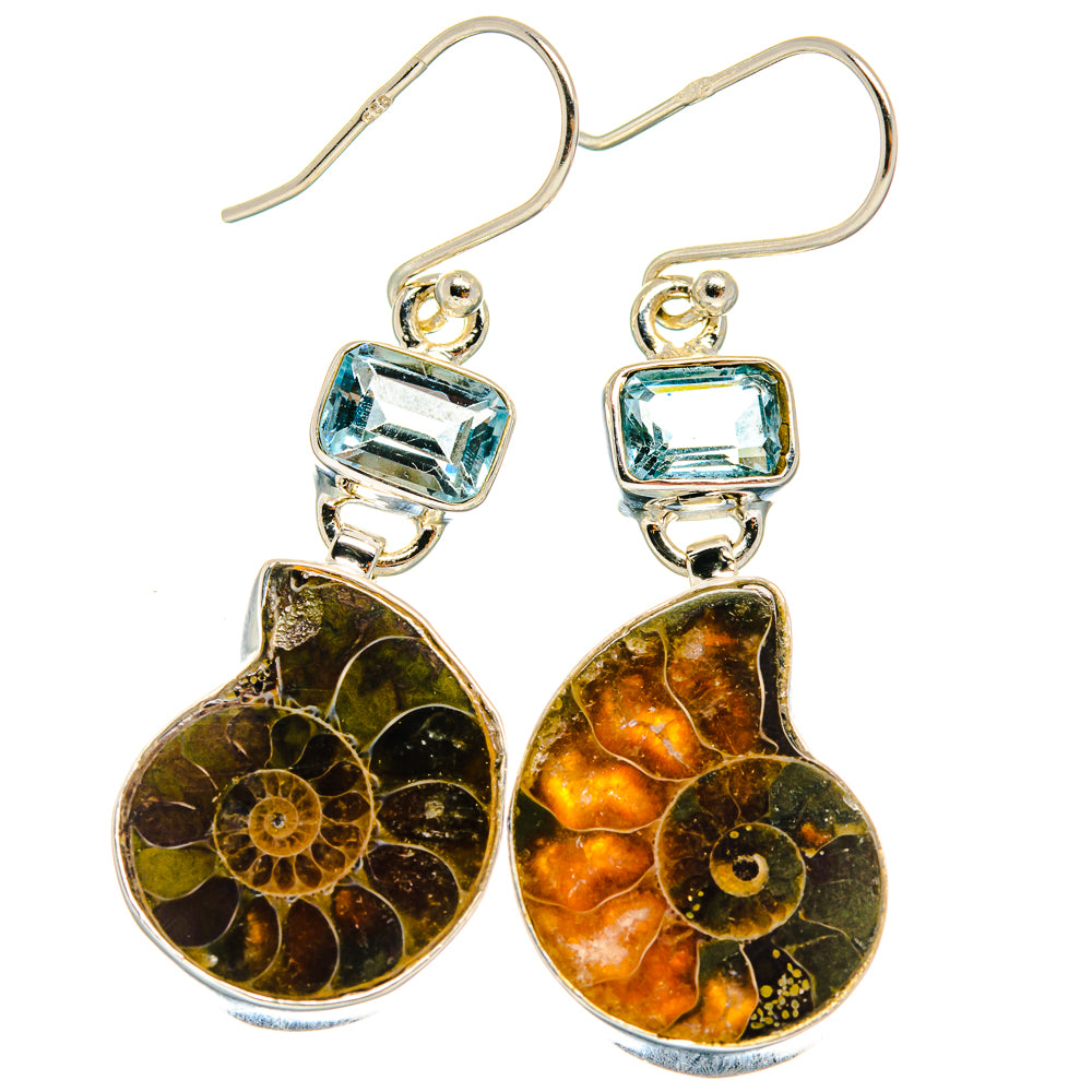 Ammonite Fossil Earrings handcrafted by Ana Silver Co - EARR424839 - Photo 2