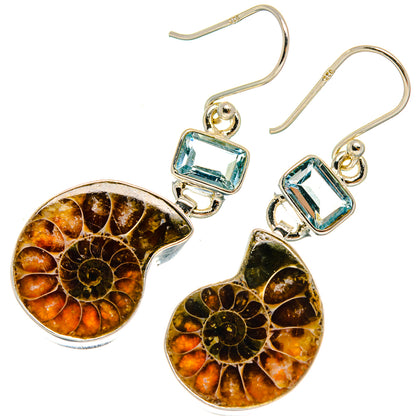 Ammonite Fossil Earrings handcrafted by Ana Silver Co - EARR424856 - Photo 2
