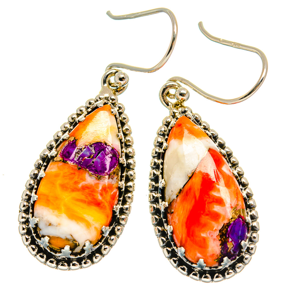 Spiny Oyster Turquoise Earrings handcrafted by Ana Silver Co - EARR424857 - Photo 2