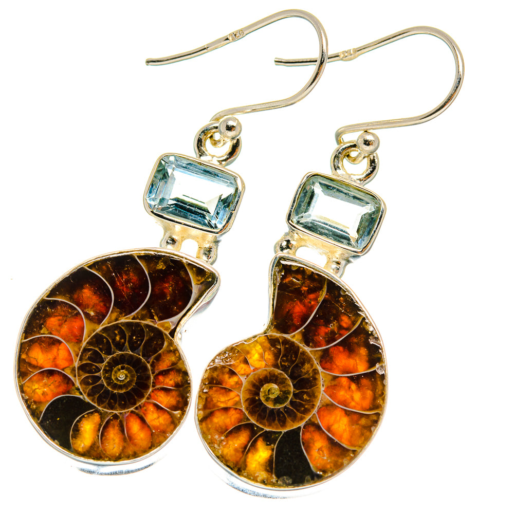 Ammonite Fossil Earrings handcrafted by Ana Silver Co - EARR424864