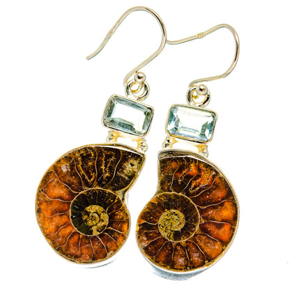 Ammonite Fossil Earrings handcrafted by Ana Silver Co - EARR424906 - Photo 2