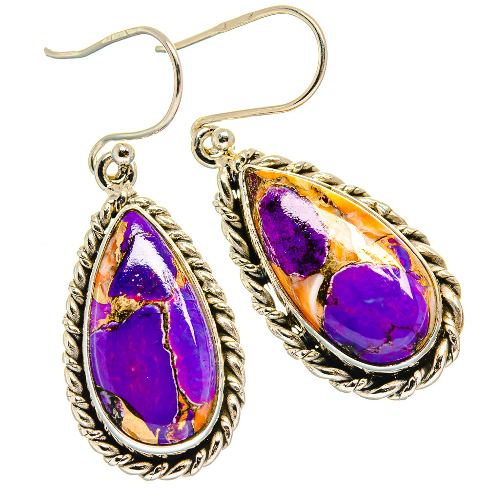 Purple Copper Composite Turquoise Earrings handcrafted by Ana Silver Co - EARR424925