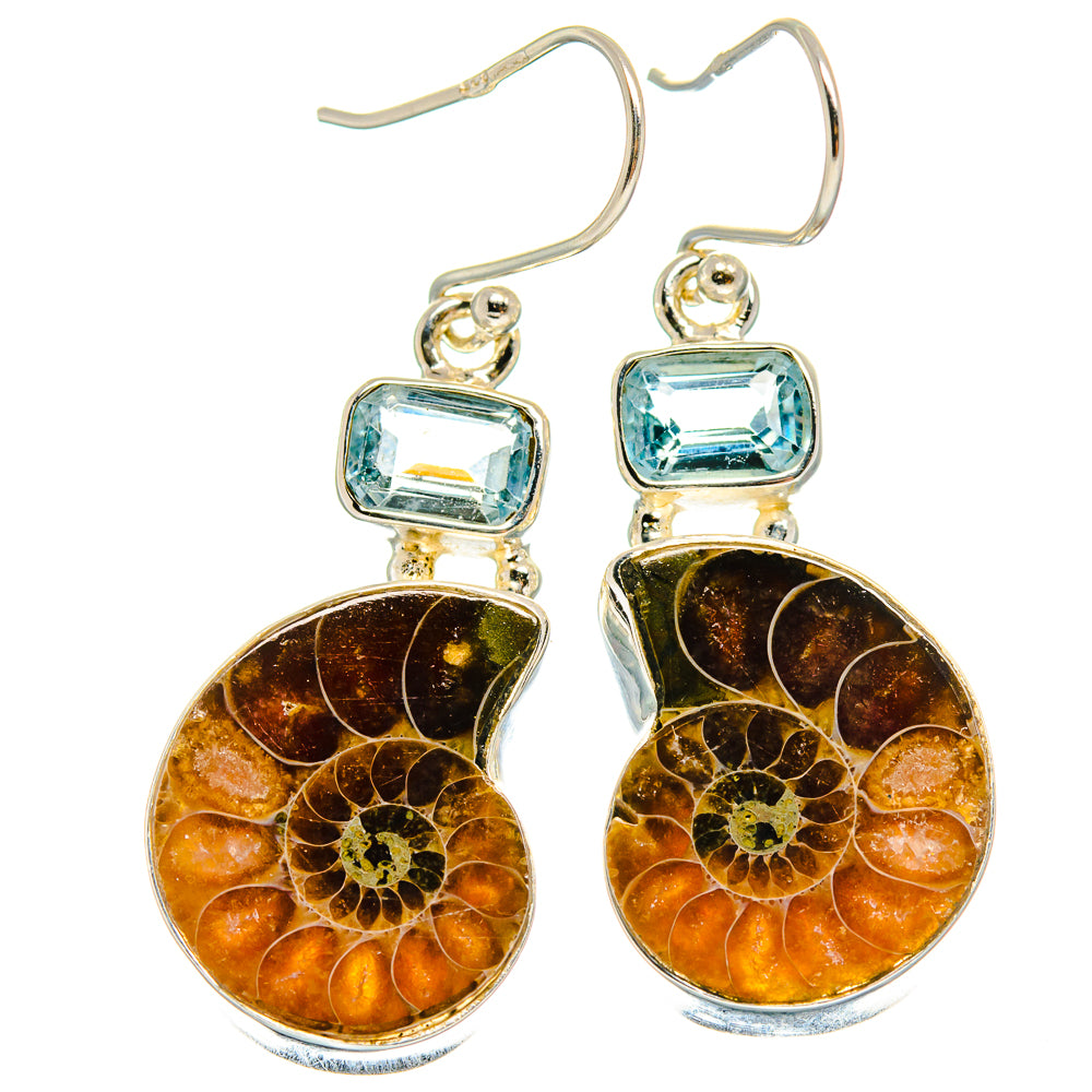 Ammonite Fossil Earrings handcrafted by Ana Silver Co - EARR424967 - Photo 2