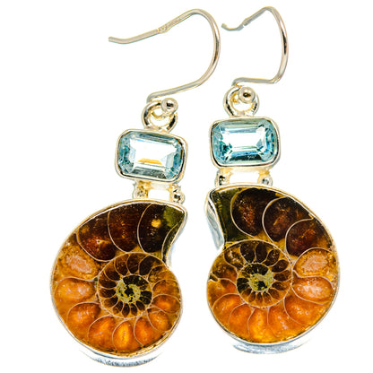 Ammonite Fossil Earrings handcrafted by Ana Silver Co - EARR424967 - Photo 2