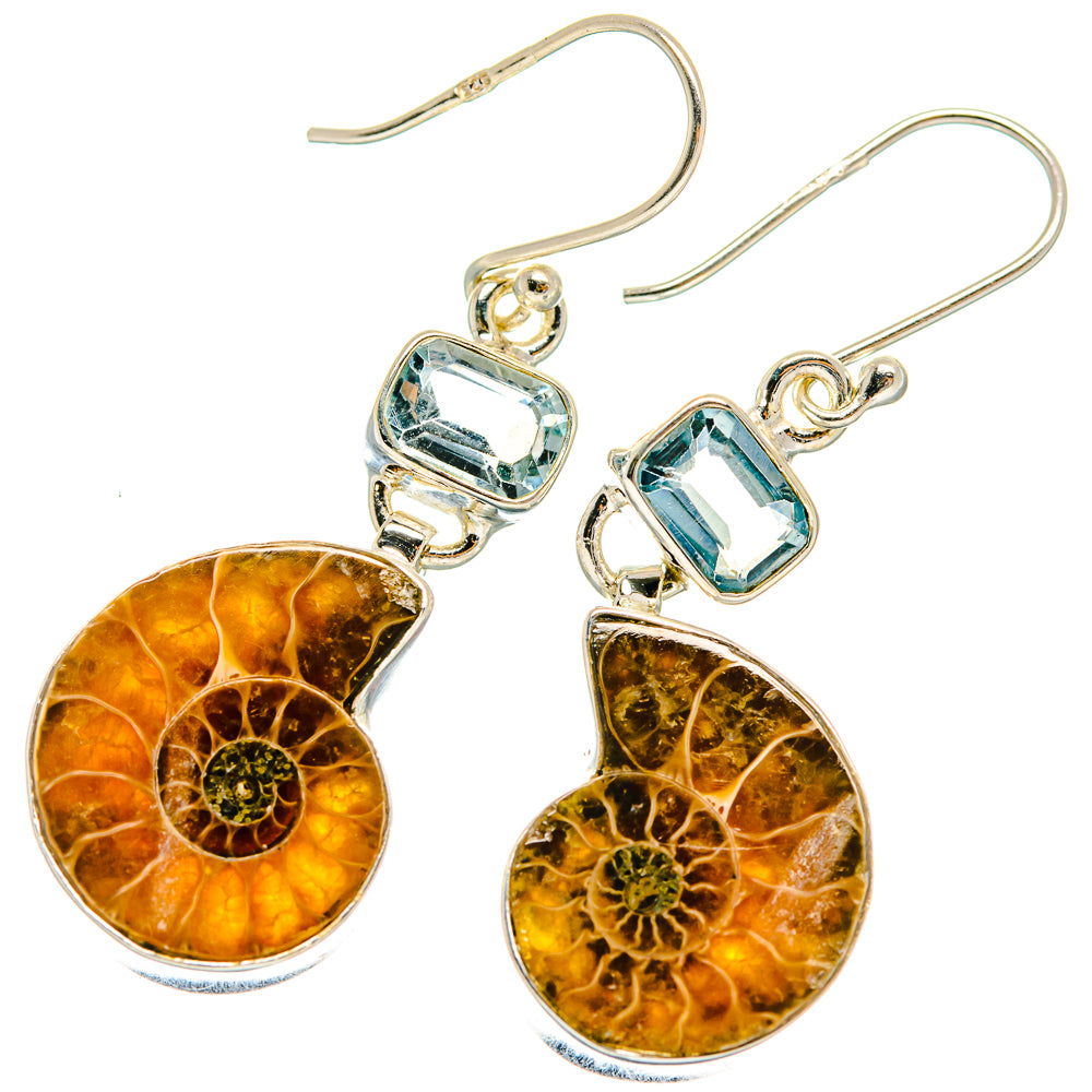 Ammonite Fossil Earrings handcrafted by Ana Silver Co - EARR425018