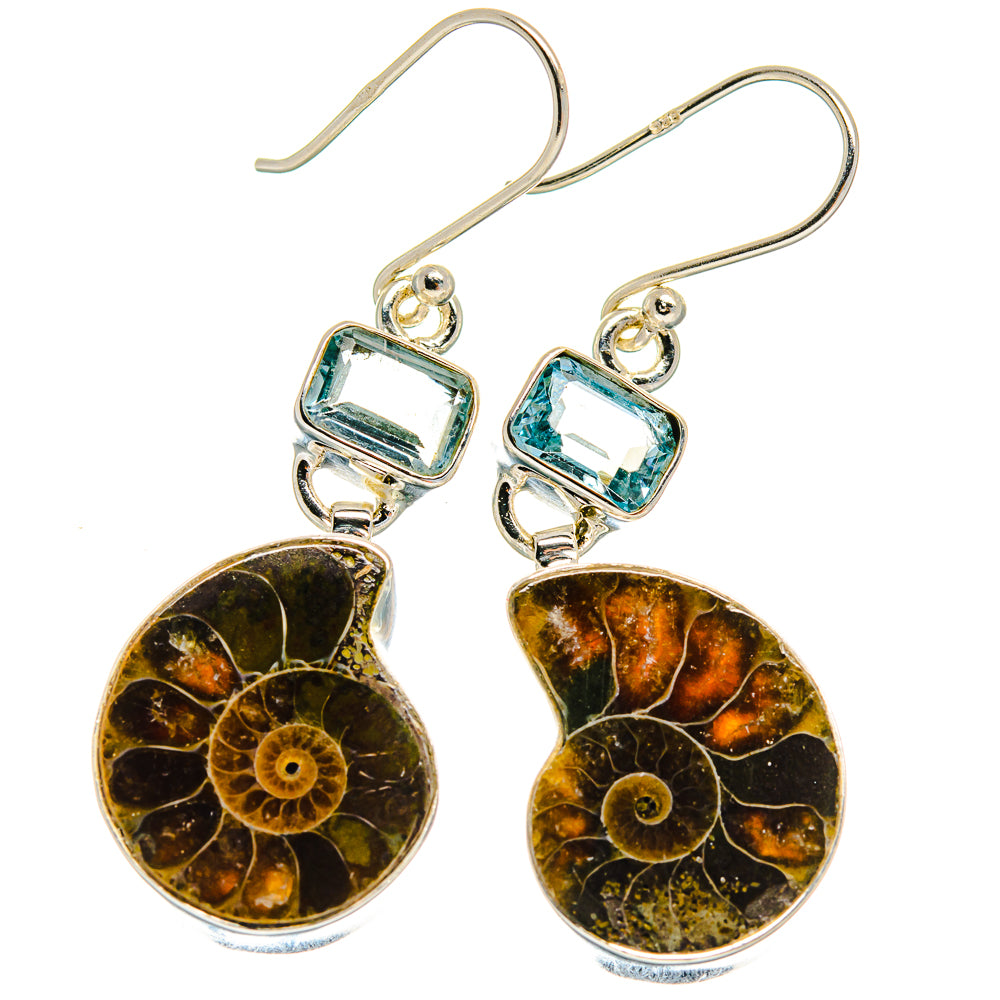 Ammonite Fossil Earrings handcrafted by Ana Silver Co - EARR425027 - Photo 2