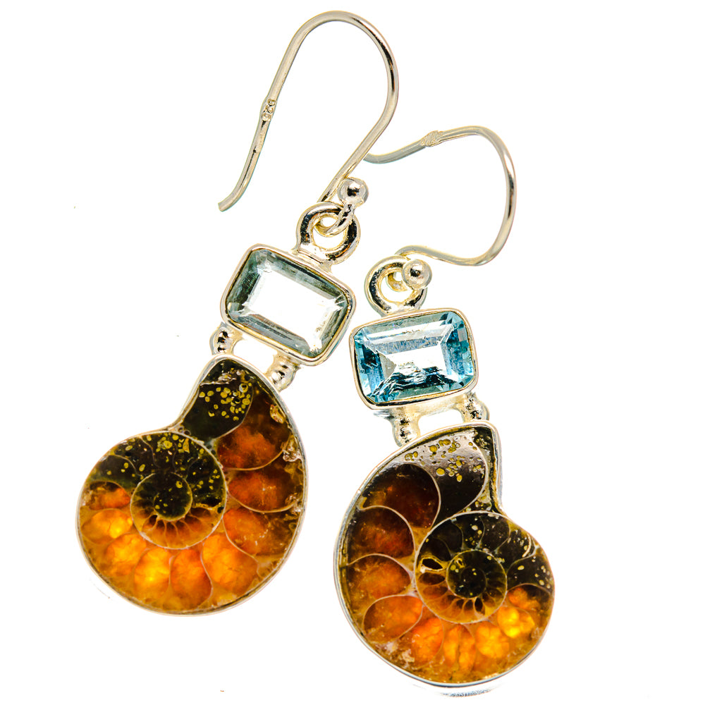Ammonite Fossil Earrings handcrafted by Ana Silver Co - EARR425038 - Photo 2