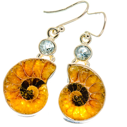 Ammonite Fossil Earrings handcrafted by Ana Silver Co - EARR425056 - Photo 2