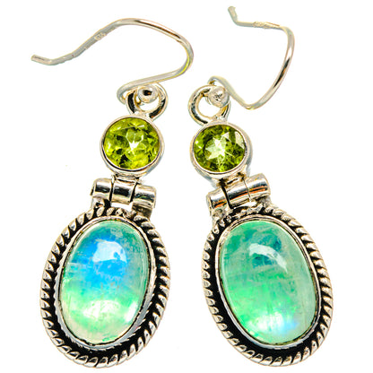 Green Moonstone Earrings handcrafted by Ana Silver Co - EARR425092 - Photo 2