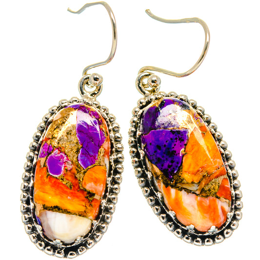 Spiny Oyster Turquoise Earrings handcrafted by Ana Silver Co - EARR425093 - Photo 2