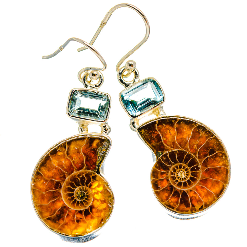 Ammonite Fossil Earrings handcrafted by Ana Silver Co - EARR425095 - Photo 2