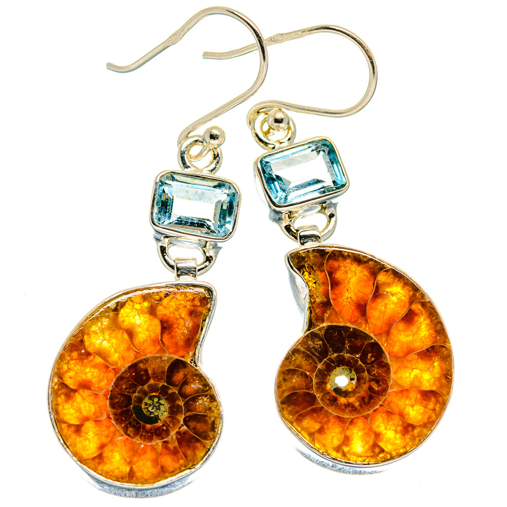 Ammonite Fossil Earrings handcrafted by Ana Silver Co - EARR425109 - Photo 2