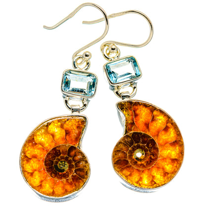 Ammonite Fossil Earrings handcrafted by Ana Silver Co - EARR425109 - Photo 2