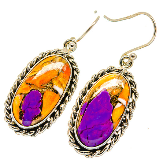 Spiny Oyster Turquoise Earrings handcrafted by Ana Silver Co - EARR425115 - Photo 2