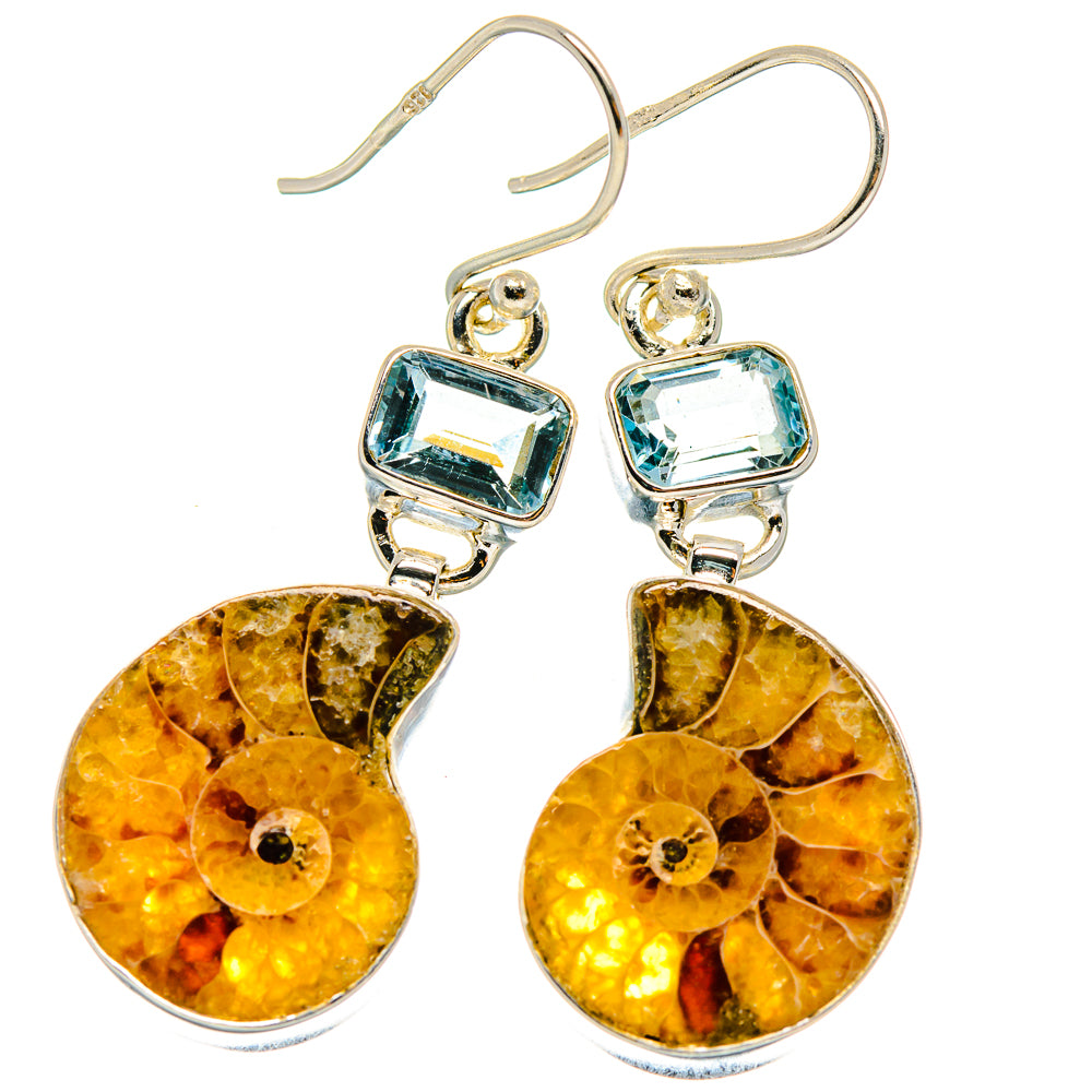Ammonite Fossil Earrings handcrafted by Ana Silver Co - EARR425137 - Photo 2