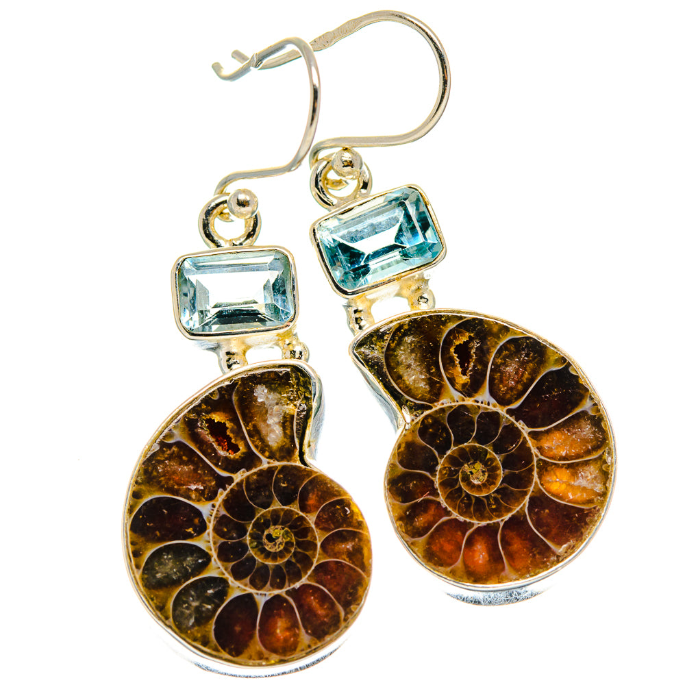 Ammonite Fossil Earrings handcrafted by Ana Silver Co - EARR425142 - Photo 2