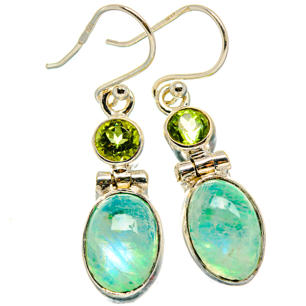Green Moonstone Earrings handcrafted by Ana Silver Co - EARR425166 - Photo 2