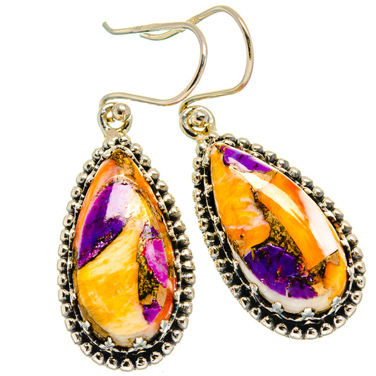 Spiny Oyster Turquoise Earrings handcrafted by Ana Silver Co - EARR425171 - Photo 2