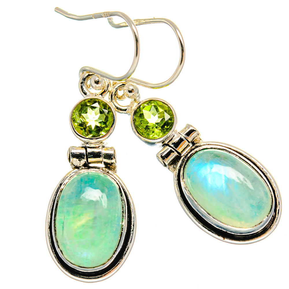 Green Moonstone Earrings handcrafted by Ana Silver Co - EARR425183 - Photo 2