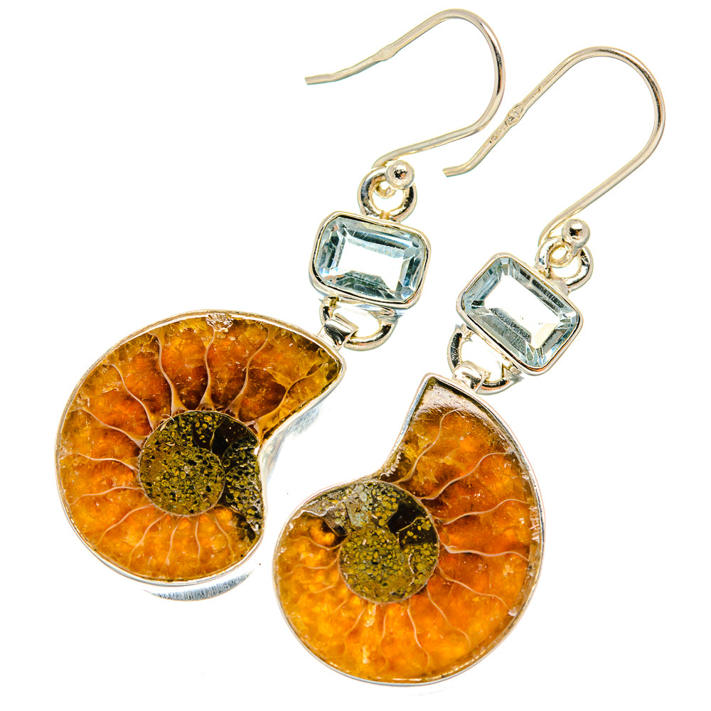 Ammonite Fossil Earrings handcrafted by Ana Silver Co - EARR425190 - Photo 2