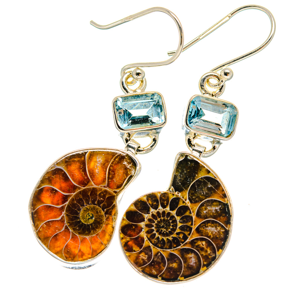Ammonite Fossil Earrings handcrafted by Ana Silver Co - EARR425201 - Photo 2