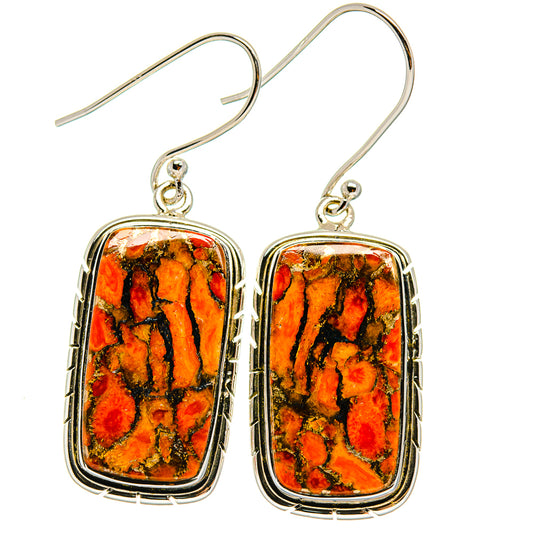 Orange Copper Composite Turquoise Earrings handcrafted by Ana Silver Co - EARR425206 - Photo 2