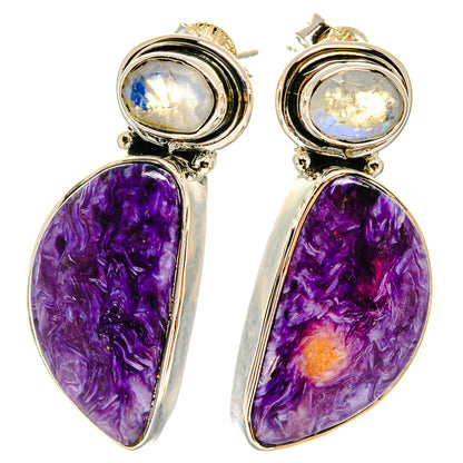 Charoite Earrings handcrafted by Ana Silver Co - EARR425210 - Photo 2