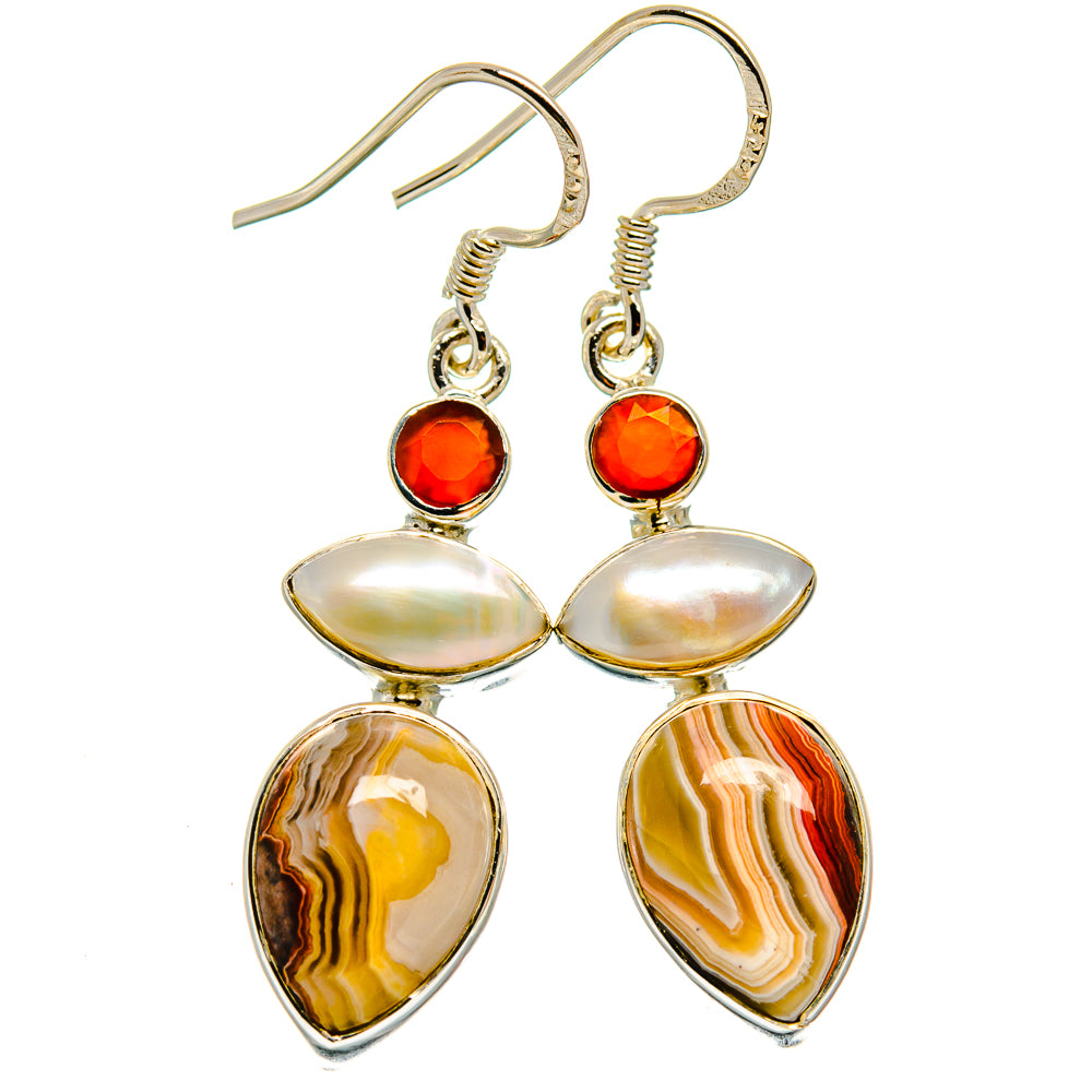 Botswana Agate Earrings handcrafted by Ana Silver Co - EARR425211 - Photo 2