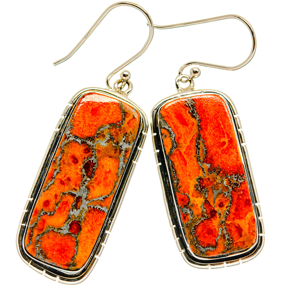 Orange Copper Composite Turquoise Earrings handcrafted by Ana Silver Co - EARR425222 - Photo 2