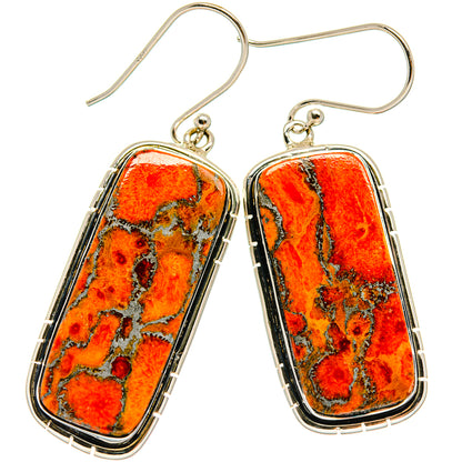 Orange Copper Composite Turquoise Earrings handcrafted by Ana Silver Co - EARR425222 - Photo 2