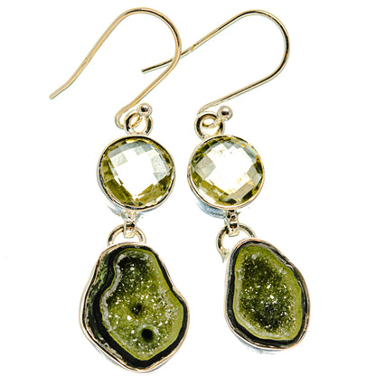 Green Geode Slice Earrings handcrafted by Ana Silver Co - EARR425228 - Photo 2