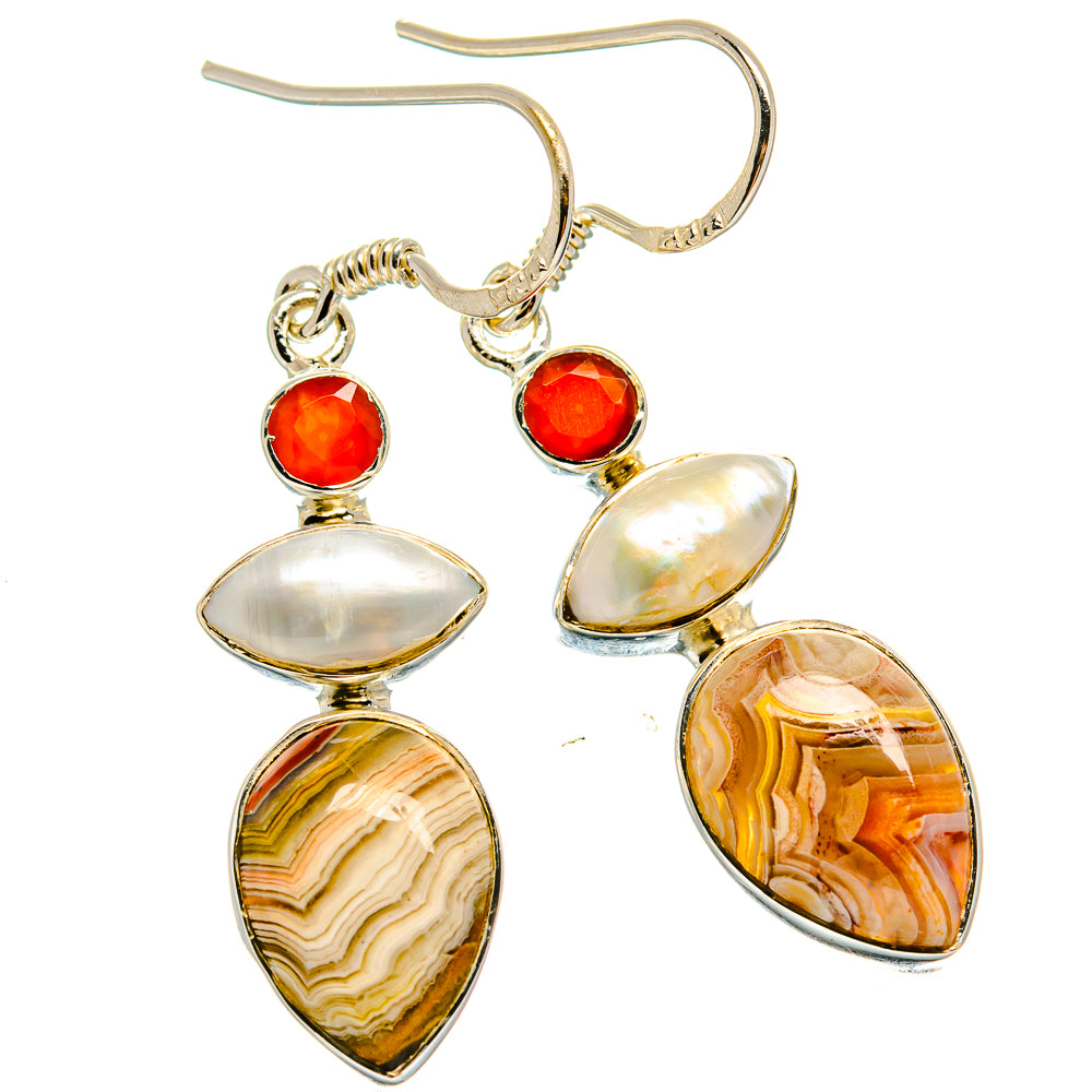 Laguna Lace Agate Earrings handcrafted by Ana Silver Co - EARR425231 - Photo 2