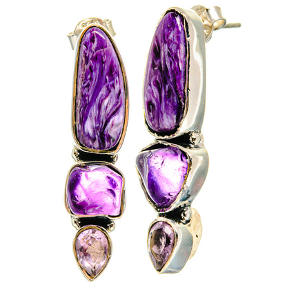 Charoite Earrings handcrafted by Ana Silver Co - EARR425245 - Photo 2