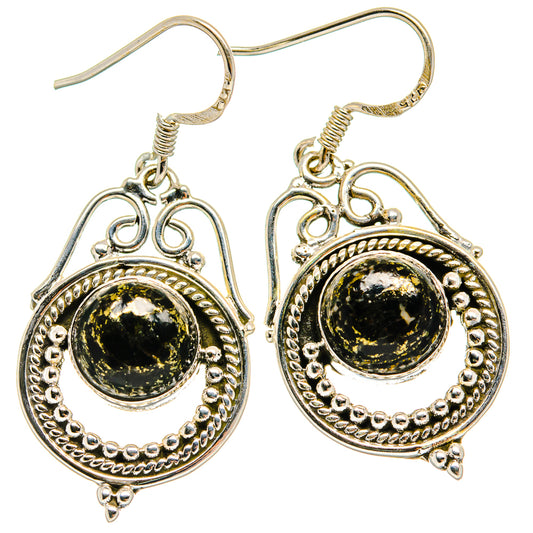 Pyrite In Black Onyx Earrings handcrafted by Ana Silver Co - EARR425252 - Photo 2