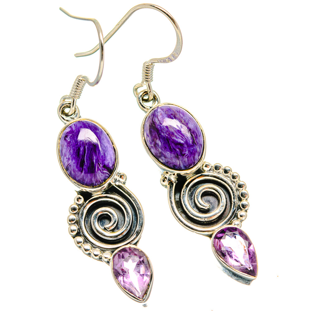 Charoite Earrings handcrafted by Ana Silver Co - EARR425264 - Photo 2