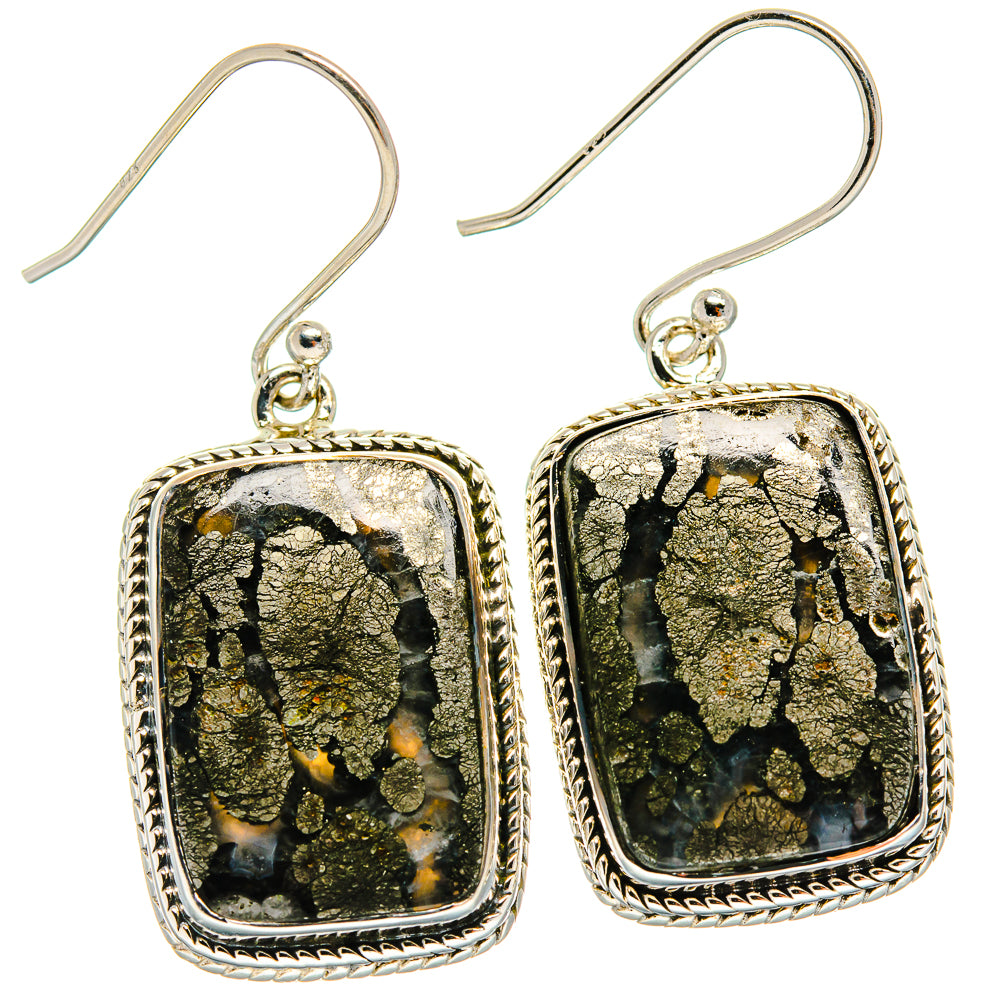Pyrite Agate Earrings handcrafted by Ana Silver Co - EARR425266 - Photo 2