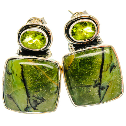 Serpentine Stone Earrings handcrafted by Ana Silver Co - EARR425277 - Photo 2