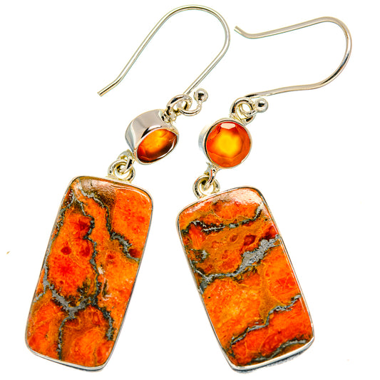 Orange Copper Composite Turquoise Earrings handcrafted by Ana Silver Co - EARR425282 - Photo 2