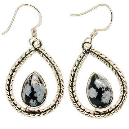 Snowflake Obsidian Earrings handcrafted by Ana Silver Co - EARR425318 - Photo 2