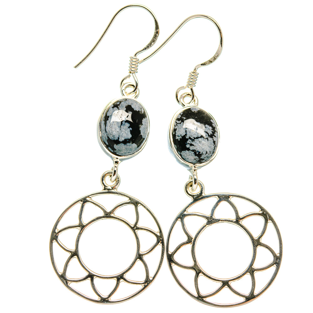 Snowflake Obsidian Earrings handcrafted by Ana Silver Co - EARR425339 - Photo 2