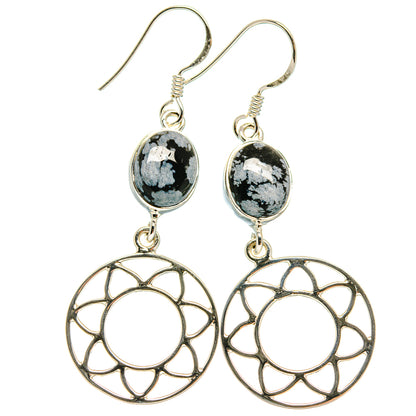 Snowflake Obsidian Earrings handcrafted by Ana Silver Co - EARR425339 - Photo 2