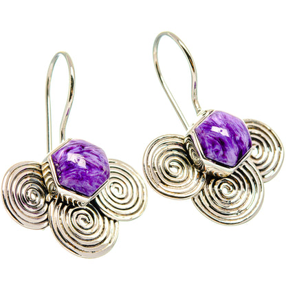 Charoite Earrings handcrafted by Ana Silver Co - EARR425361 - Photo 2