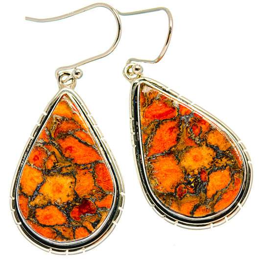 Orange Copper Composite Turquoise Earrings handcrafted by Ana Silver Co - EARR425394 - Photo 2