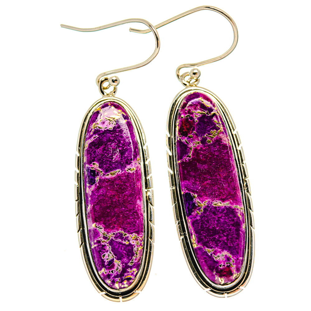 Purple Copper Composite Turquoise Earrings handcrafted by Ana Silver Co - EARR425433 - Photo 2