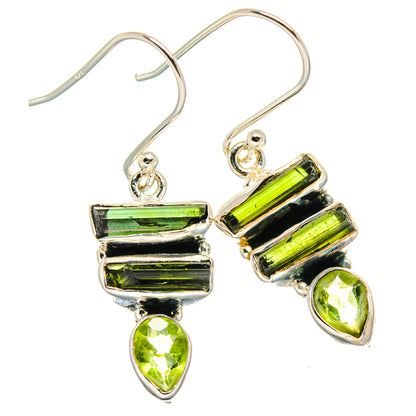 Green Tourmaline, Peridot Earrings handcrafted by Ana Silver Co - EARR425443 - Photo 2