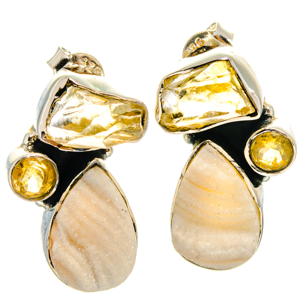 Desert Druzy, Citrine Earrings handcrafted by Ana Silver Co - EARR425453 - Photo 2