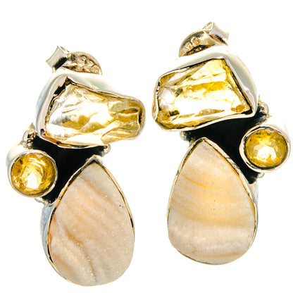 Desert Druzy, Citrine Earrings handcrafted by Ana Silver Co - EARR425453 - Photo 2