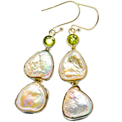 Mother Of Pearl, Peridot Earrings handcrafted by Ana Silver Co - EARR425459 - Photo 2