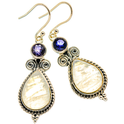 Rainbow Moonstone, Tanzanite Earrings handcrafted by Ana Silver Co - EARR425469 - Photo 2
